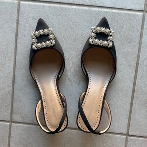 Adrienne Vittadini Black Heels with Pearl Embellishment